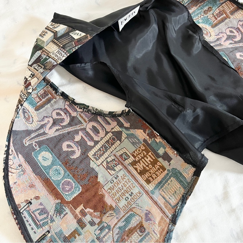 Vintage Facets by Mirrors City Street Life Tapestry Adjustable Vest - Size Large - Picture 10 of 16
